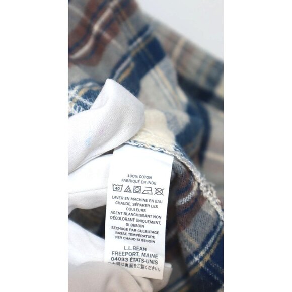 L.L. Bean Slightly Fitted Hooded Plaid Flannel Shirt M-Reg Button-Front Western - Picture 5 of 16